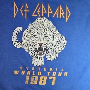 Def Leppard Hysteria 1987 Tour Blue Sweatshirt Sz Med. Rock Grunge Hipster 80s